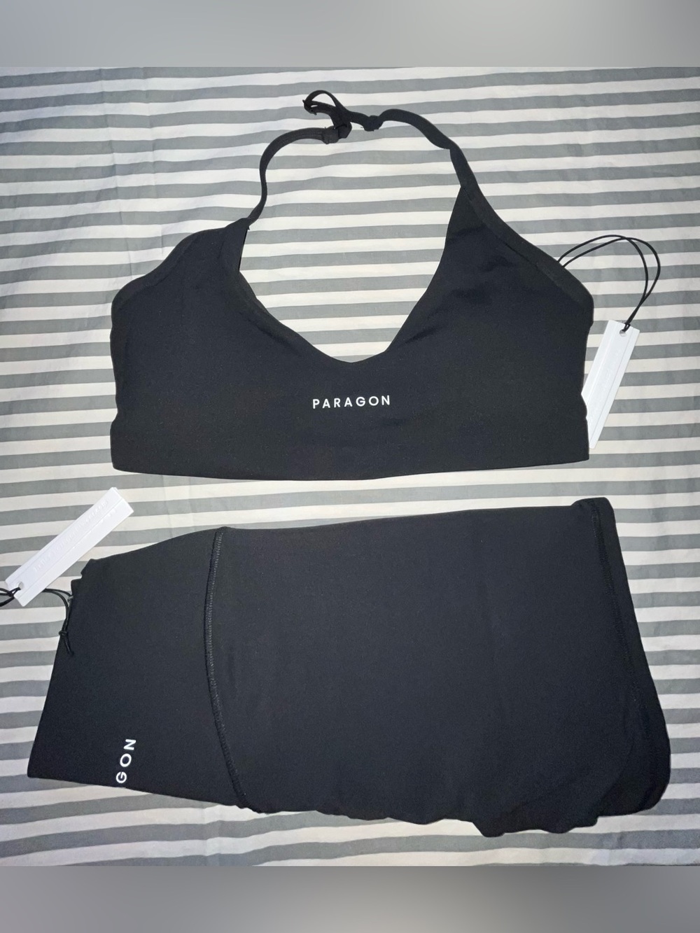 Paragon Fitwear Formlux Enhance Halter + 5" SculptSeam Plus Shorts in Black Sz M